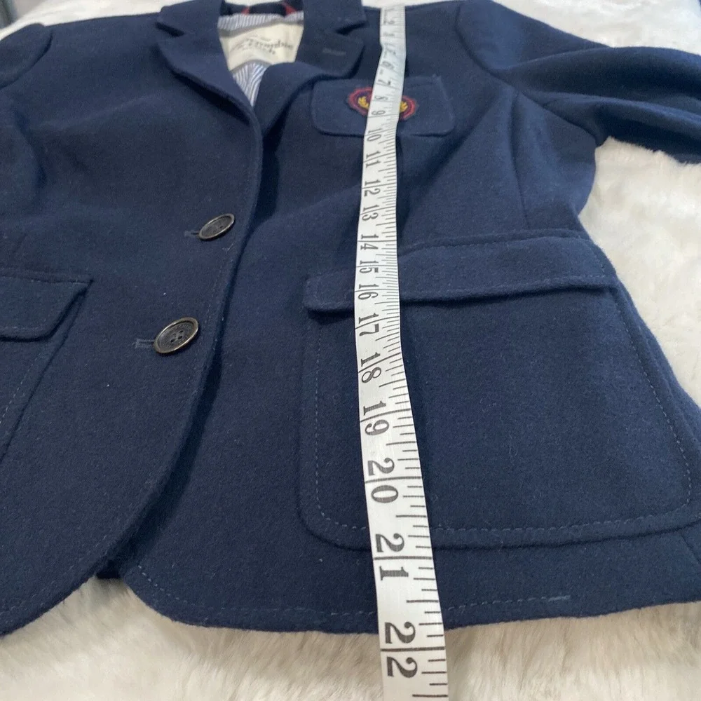 Abercrombie & Fitch‎ Navy Wool Blend Prep Lined Emblem Blazer Sz M